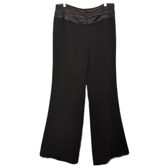 Bianca Nygard Pleated Satin Dress Pants Wide Leg High Rise Womens Size 12 Black - Picture 1 of 15
